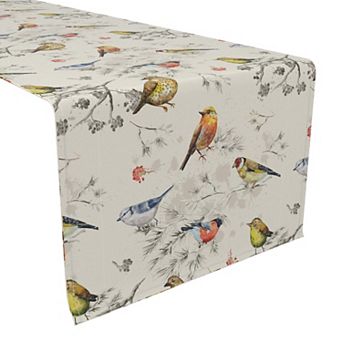 Table Runner, 100% Cotton, 16x108", Bird Watch