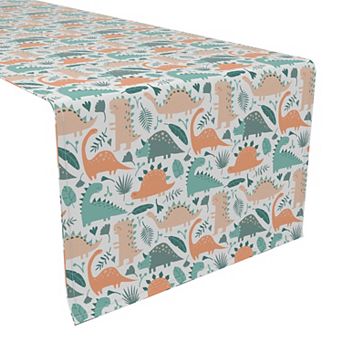 Table Runner, 100% Polyester, 14x108", Cartoon Dinosaurs