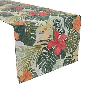 Table Runner, 100% Polyester, 14x108", Hibiscus Garden