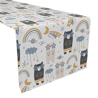 Table Runner, 100% Polyester, 12x72", Bears, Rainbows & Stars
