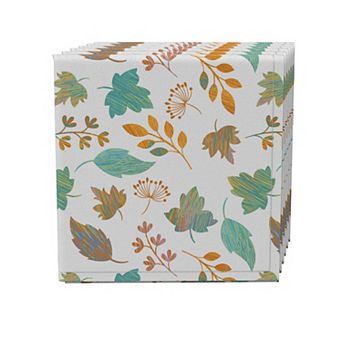 Napkin Set of 4, 100% Cotton, 20x20", Painted Leaves