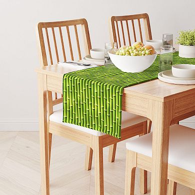 Table Runner, 100% Polyester, 12x72", Green Bam boo Sticks