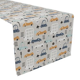 Table Runner, 100% Cotton, 16x108", Doodle Cars
