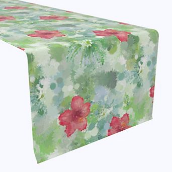 Table Runner, 100% Polyester, 12x72", Organic Petal Watercolor