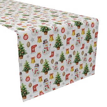 Table Runner, 100% Cotton, 16x72", Watercolor Winter