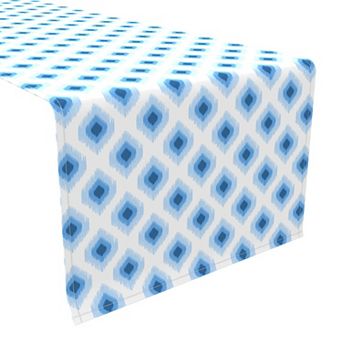 Table Runner, 100% Polyester, 12x72", Light Blue Ikat Design