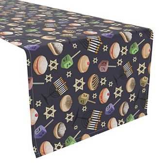 Table Runner, 100% Polyester, 12x72", Dreidel Delightfulness
