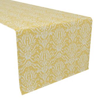 Table Runner, 100% Polyester, 12x72", Yellow Keyhole Damask