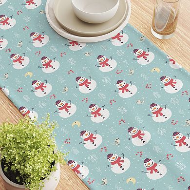 Table Runner, 100% Cotton, 16x90", Holly Jolly Snowmen