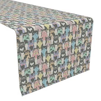 Table Runner, 100% Cotton, 16x108", Smarty Cats