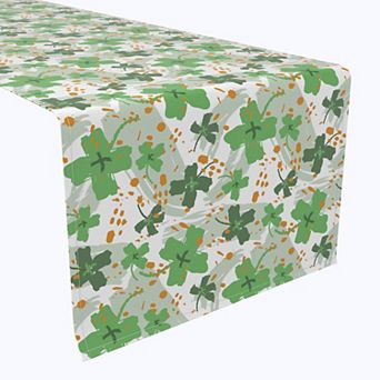 Table Runner, 100% Polyester, 12x72", Clover Cross and Orange Spots