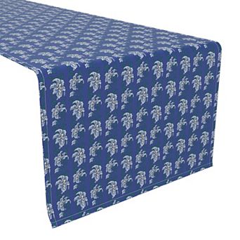 Table Runner, 100% Cotton, 16x108", Blue Shaded Peony Flowers