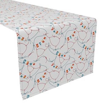 Table Runner, 100% Polyester, 12x72", Marine Life Rope Knot & Flags