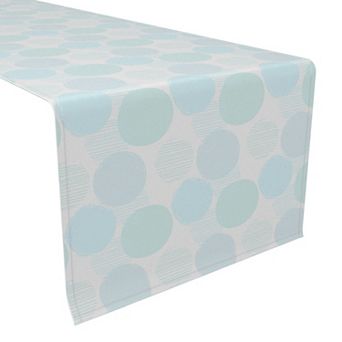 Table Runner, 100% Cotton, 16x72", Blue Polka Dot Scribble