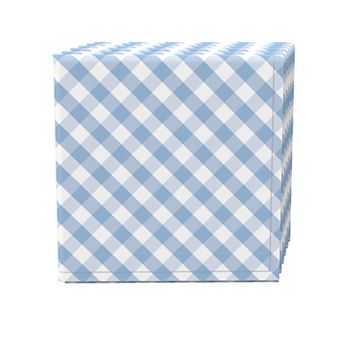 Napkin Set, 100% Polyester, Set of 4, 18x18", Pastel Blue Cross Weave Gingham