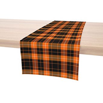 Table Runner, 100% Cotton, 16x72", Halloween Plaid