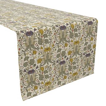 Table Runner, 100% Cotton, 16x108", Floral 129
