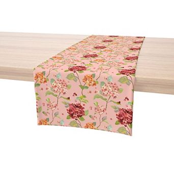 Table Runner, 100% Cotton, 16x72", Hydrangea Blossom