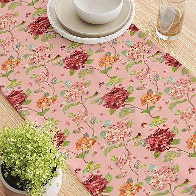 Table Runner, 100% Cotton, 16x72", Hydrangea Blossom