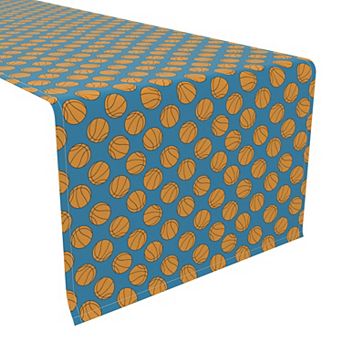 Table Runner, 100% Polyester, 14x108", Basketballs