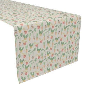 Table Runner, 100% Polyester, 14x108", Potted Plants