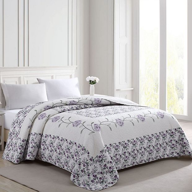 Beatrice Home Fashions Carnation Embroidered Bedspread or Sham