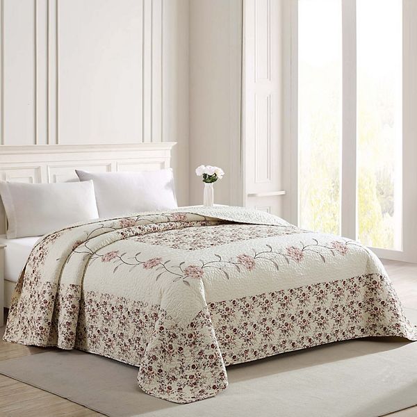 Beatrice Home Fashions, Inc. Carnation Embroidered Bedspread Spice - Twin