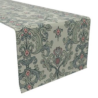 Table Runner, 100% Cotton, 16x108", Floral 11