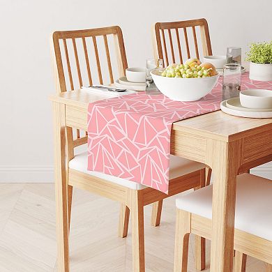 Table Runner, 100% Cotton, 16x72", Geometric Shapes Pink