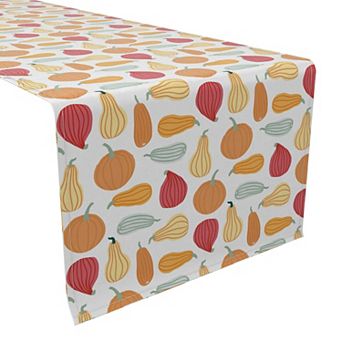 Table Runner, 100% Cotton, 16x72", Pumpkins of Different Shapes