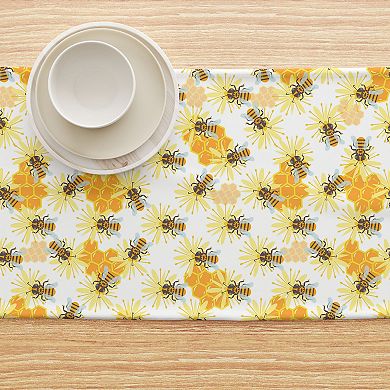 Table Runner, 100% Cotton, 16x108", Honey Bee Sketch