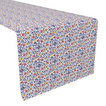 Table Runner, 100% Cotton, 16x90", Retro Garden