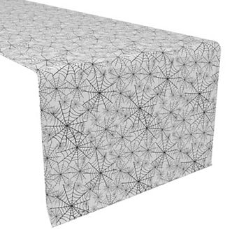 Table Runner, 100% Cotton, 16x108", Spooky Spider Webs