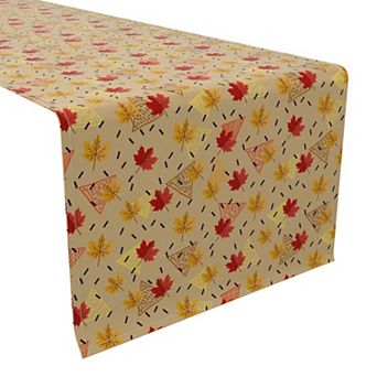 Table Runner, 100% Cotton, 16x72", Patterns with Leaves