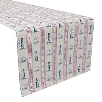 Table Runner, 100% Cotton, 16x72", Lighthouse Stripe