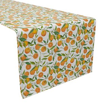 Table Runner, 100% Cotton, 16x108", Orange Tree