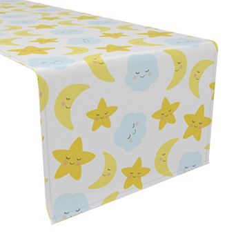 Table Runner, 100% Cotton, 16x108", Sleepy Time Clouds, Stars & Moons