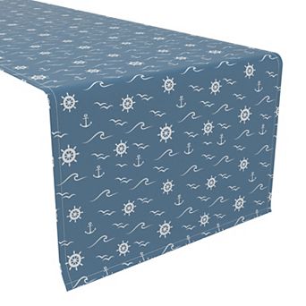 Table Runner, 100% Cotton, 16x72", Coastal Sea
