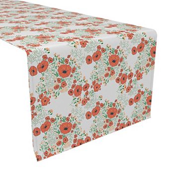 Table Runner, 100% Cotton, 16x72", Summer Floral Design