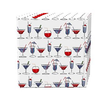 Napkin Set, 100% Polyester, Set of 4, 18x18", Cocktails in Hand