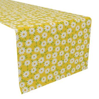 Table Runner, 100% Cotton, 16x108", Daisy Floral Design