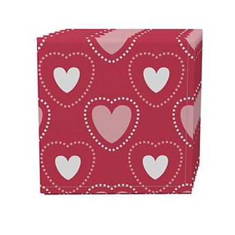 Napkin Set, 100% Polyester, Set of 4, 18x18", Hearts in Stitches
