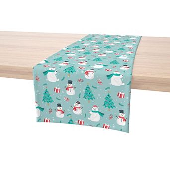 Table Runner, 100% Cotton, 16x90", Holiday Snowmen