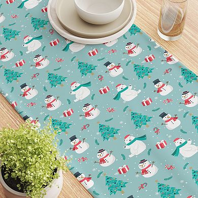 Table Runner, 100% Cotton, 16x90", Holiday Snowmen