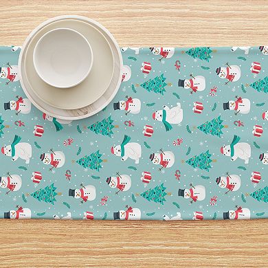 Table Runner, 100% Cotton, 16x90", Holiday Snowmen