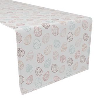 Table Runner, 100% Cotton, 16x72", Watercolor Decorative Easter Eggs