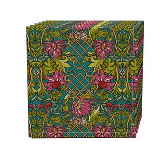 Napkin Set of 4, 100% Cotton, 20x20", Floral 32