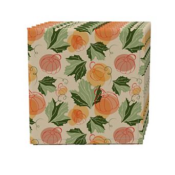 Napkin Set of 4, 100% Cotton, 20x20", Collage of Pumpkins