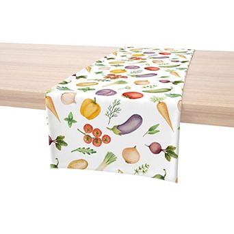 Table Runner, 100% Cotton, 16x72", Garden Vegetables