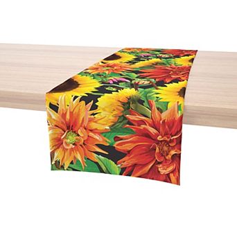 Table Runner, 100% Polyester, 14x108", Sunflower Garden
